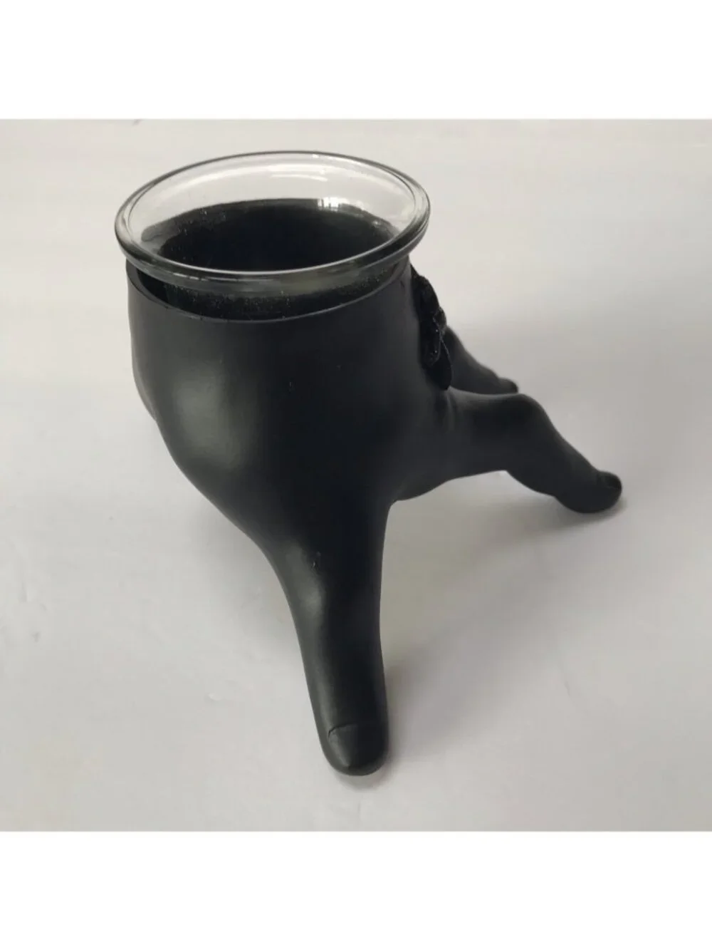 Halloween Candle Holder Spooky Black Hand Tea Light Goth Spider Witchy Decor